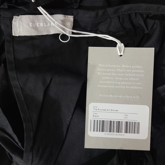 EVERLANE The Rouched Air Black Blouse NWT - Picture 6 of 11
